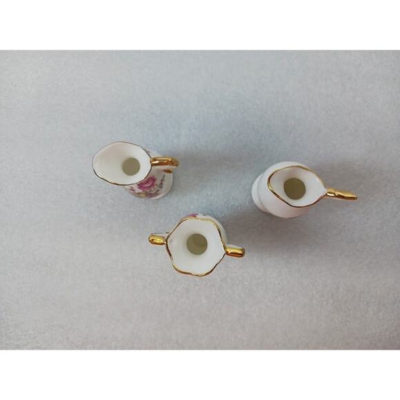 VTG Brinton Bone China Porcelain Floral Miniature Vases l Qty: 3 - Picture 6 of 10